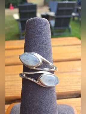 Rainbow Moonstone, 925 Sterling, Sz 7/8